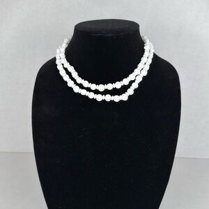 Vintage Estate 1940s white glass bead Double-Strand Necklace Lot A51